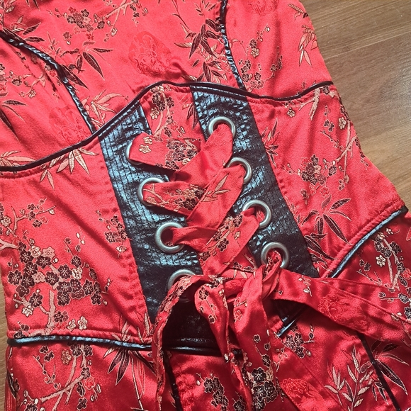 Lip Service Rare Vintage Cult RED Satin Geisha costume sexy Mini Fetish Dress - Picture 8 of 8